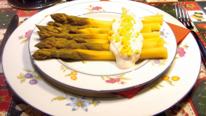 Asperges vertes à la crème de cajou 